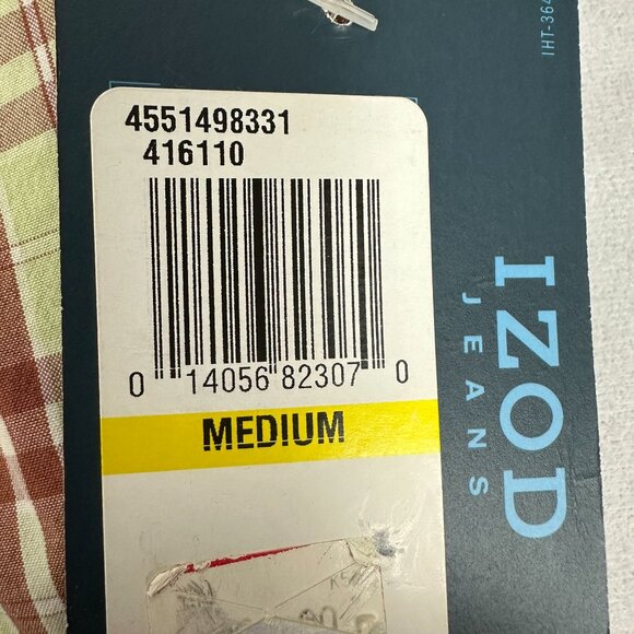 Izod Jeans Mens Plaid Short Sleeve Shirt Size Medium Cotton Made In India - Picture 4 of 7